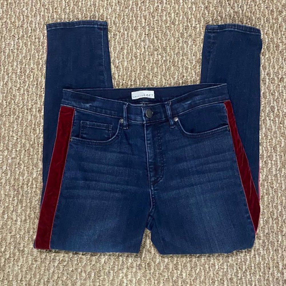Loft Velvet Stripe Skinny Jeans